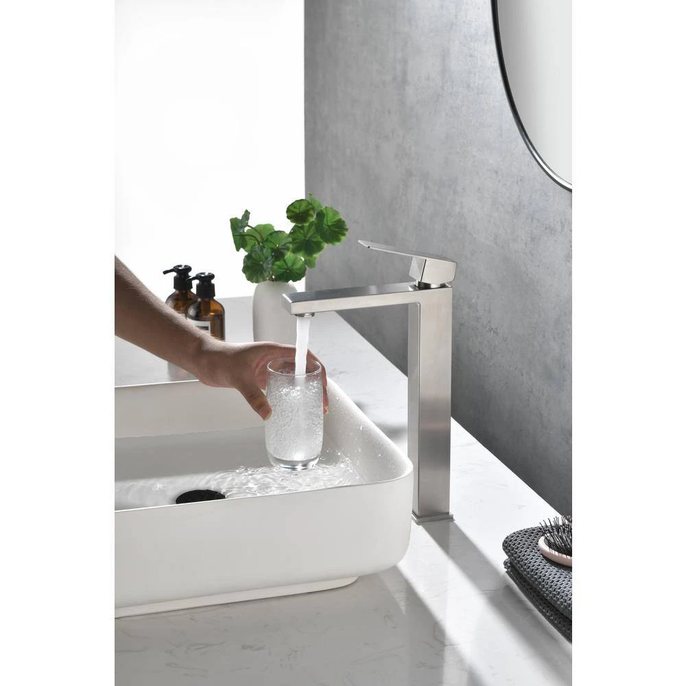 Waterfall Spout Bathroom Faucet, Single Handle Bathroom Vanity Sink Faucet Matt BlackOn-SiteWL 8 Waterfall Spout Bathroom Faucet, Single Handle Bathroom Vanity Sink Faucet Matt BlackOn-SiteWL - Image 8