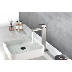 Waterfall Spout Bathroom Faucet, Single Handle Bathroom Vanity Sink Faucet Matt BlackOn-SiteWL 10 Waterfall Spout Bathroom Faucet, Single Handle Bathroom Vanity Sink Faucet Matt BlackOn-SiteWL -Tahanbath matte black tahanbath single hole bathroom faucets z w92867776 4f 1000