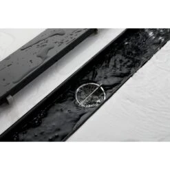 24 In. Square Shower Floor Drain With Flange, Pattern Grate Removable In Matte Black -Tahanbath matte black tahanbath sink strainers y w2287 s00006 44 1000