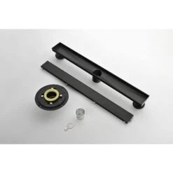 24 In. Square Shower Floor Drain With Flange, Pattern Grate Removable In Matte Black -Tahanbath matte black tahanbath sink strainers y w2287 s00006 4f 1000