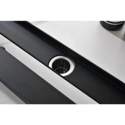 28 In. Linear Shower Drain With Removable Quadrato Pattern Grate In Matte Black -Tahanbath matte black tahanbath sink strainers y w2287 s00007 1f 1000