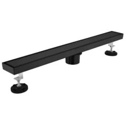 28 In. Linear Shower Drain With Removable Quadrato Pattern Grate In Matte Black