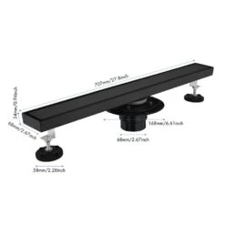 28 In. Linear Shower Drain With Removable Quadrato Pattern Grate In Matte Black -Tahanbath matte black tahanbath sink strainers y w2287 s00007 fa 1000