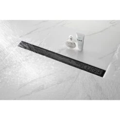 30 In. Linear Shower Drain With Removable Quadrato Pattern Grate, 304 Stainless Shower Drain -Tahanbath matte black tahanbath sink strainers y w2287 s00008 31 1000