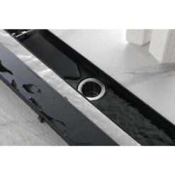 36 In. Linear Shower Drain With Removable Grate Stainless Shower Drain Included Hair Strainer In Matte Black -Tahanbath matte black tahanbath sink strainers y w2287 s00010 44 1000