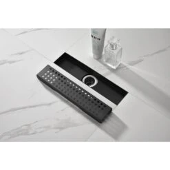 12 In. Linear Shower Drain 304 Stainless Shower Drain Included Hair Strainer And Leveling Feet -Tahanbath matte black tahanbath sink strainers y w2287 s00016 31 1000