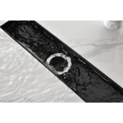12 In. Linear Shower Drain 304 Stainless Shower Drain Included Hair Strainer And Leveling Feet -Tahanbath matte black tahanbath sink strainers y w2287 s00016 44 1000
