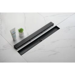 24 In. Linear Shower Drain 304 Stainless Shower Drain Included Hair Strainer And Leveling Feet In Matte Black 11 24 In. Linear Shower Drain 304 Stainless Shower Drain Included Hair Strainer And Leveling Feet In Matte Black -Tahanbath matte black tahanbath sink strainers y w928 70429 31 1000