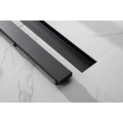 36 In. Linear Shower Drain 304 Stainless Shower Drain Included Hair Strainer And Leveling Feet In Matte Black -Tahanbath matte black tahanbath sink strainers y w928 91550 4f 1000