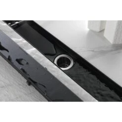 36 In. Linear Shower Drain 304 Stainless Shower Drain Included Hair Strainer And Leveling Feet In Matte Black -Tahanbath matte black tahanbath sink strainers y w928 91550 fa 1000