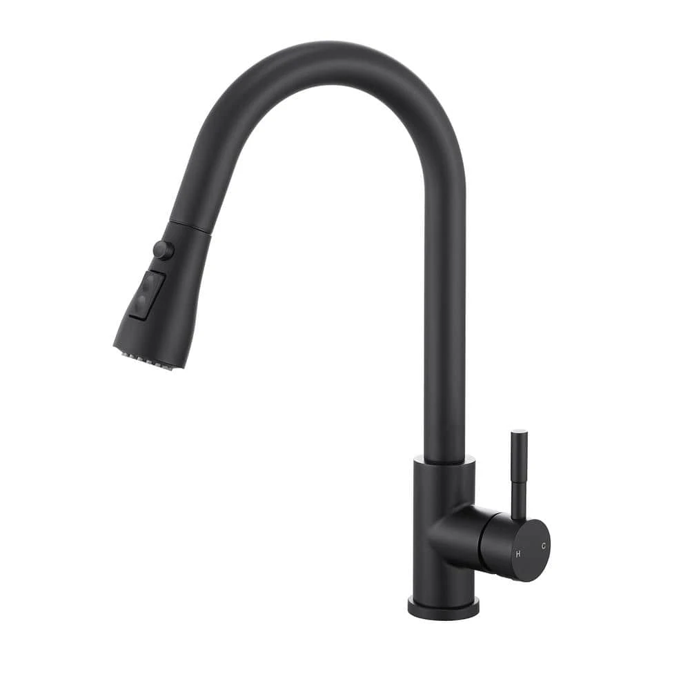 Single Handle Surface-Mounted Pull Out Sprayer Kitchen Faucet Standard Kitchen Faucet In Matte Black 1 Single Handle Surface-Mounted Pull Out Sprayer Kitchen Faucet Standard Kitchen Faucet In Matte Black