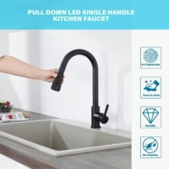 Single Handle Surface-Mounted Pull Out Sprayer Kitchen Faucet Standard Kitchen Faucet In Matte Black 18 Single Handle Surface-Mounted Pull Out Sprayer Kitchen Faucet Standard Kitchen Faucet In Matte Black -Tahanbath matte black tahanbath standard kitchen faucets z ct 928th4001mb 76 1000