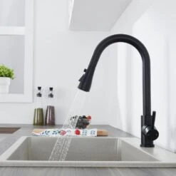 Single Handle Surface-Mounted Pull Out Sprayer Kitchen Faucet Standard Kitchen Faucet In Matte Black 12 Single Handle Surface-Mounted Pull Out Sprayer Kitchen Faucet Standard Kitchen Faucet In Matte Black -Tahanbath matte black tahanbath standard kitchen faucets z ct 928th4001mb 77 1000