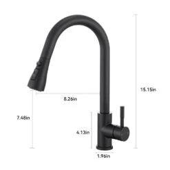 Single Handle Surface-Mounted Pull Out Sprayer Kitchen Faucet Standard Kitchen Faucet In Matte Black 13 Single Handle Surface-Mounted Pull Out Sprayer Kitchen Faucet Standard Kitchen Faucet In Matte Black -Tahanbath matte black tahanbath standard kitchen faucets z ct 928th4001mb c3 1000