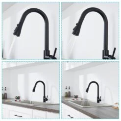 Single Handle Surface-Mounted Pull Out Sprayer Kitchen Faucet Standard Kitchen Faucet In Matte Black 17 Single Handle Surface-Mounted Pull Out Sprayer Kitchen Faucet Standard Kitchen Faucet In Matte Black -Tahanbath matte black tahanbath standard kitchen faucets z ct 928th4001mb fa 1000