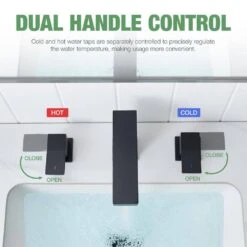 8 In. Widespread Waterfall 2-Handles 3-Holes Bathroom Faucet Lavatory Vanity Sink Faucet In Matte Black -Tahanbath matte black tahanbath tub shower repair kits z ct rb0855 1f 1000