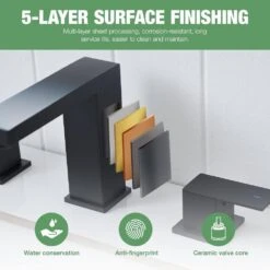 8 In. Widespread Waterfall 2-Handles 3-Holes Bathroom Faucet Lavatory Vanity Sink Faucet In Matte Black -Tahanbath matte black tahanbath tub shower repair kits z ct rb0855 44 1000