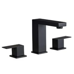 8 In. Widespread Waterfall 2-Handles 3-Holes Bathroom Faucet Lavatory Vanity Sink Faucet In Matte Black