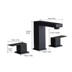 8 In. Widespread Waterfall 2-Handles 3-Holes Bathroom Faucet Lavatory Vanity Sink Faucet In Matte Black -Tahanbath matte black tahanbath tub shower repair kits z ct rb0855 c3 1000
