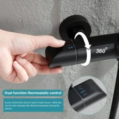 Modern Wall Bar Shower Kit 1-Spray 10 In. Square Rain Shower Head With Hand Shower In Matt Black -Tahanbath matte black tahanbath wall bar shower kits z ct rb0838 76 1000