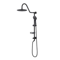 2-Spray Patterns Round Rain Shower Head With Hand Shower In Matte Black