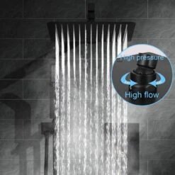 Matte Black Shower Kit 10 In. Brass Bathroom Deluxe Rain Mixed Shower Kit Wall Mounted Shower Head Shower Faucet -Tahanbath matte black tahanbath wall bar shower kits z ke a3807 mb 1f 1000