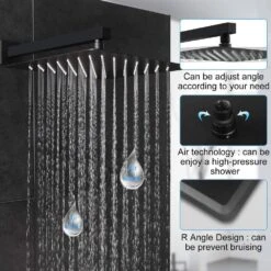 Matte Black Shower Kit 10 In. Brass Bathroom Deluxe Rain Mixed Shower Kit Wall Mounted Shower Head Shower Faucet -Tahanbath matte black tahanbath wall bar shower kits z ke a3807 mb 44 1000