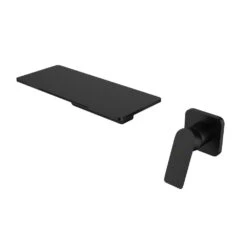 Single Handle Waterfall Bathroom Sink Wall Mounted Faucet In Matte Black