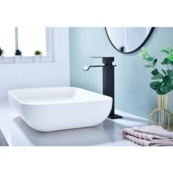 Single Wall Mounted Bathroom Faucet In Matte Black -Tahanbath matte black tahanbath wall mounted faucets z th1028hmb 1f 1000