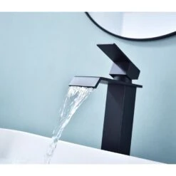 Single Wall Mounted Bathroom Faucet In Matte Black -Tahanbath matte black tahanbath wall mounted faucets z th1028hmb 44 1000