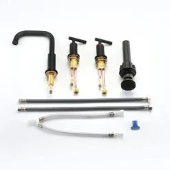 Titus Double Handle Wall Mounted Bathroom Faucet In Matte Black -Tahanbath matte black tahanbath wall mounted faucets z w122459272 4f 1000