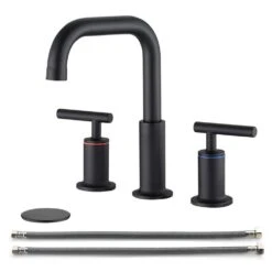 Titus Double Handle Wall Mounted Bathroom Faucet In Matte Black