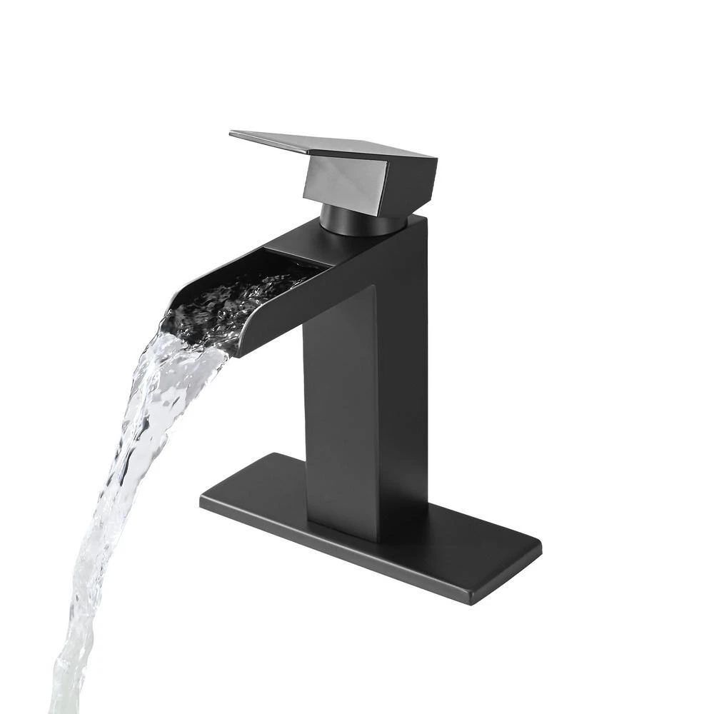Single Handle Wall Mounted Bathroom Faucet With Deck Plate & Overflow Pop Up Drain In Matte Black 7 Single Handle Wall Mounted Bathroom Faucet With Deck Plate & Overflow Pop Up Drain In Matte Black - Image 7