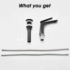 Single Handle Wall Mounted Bathroom Faucet With Pop Up Drain And Water Supply Hose In Matte Black -Tahanbath matte black tahanbath wall mounted faucets z w1224p227850 44 1000