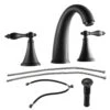 2 Handle Widespread Bathroom Faucet 3 Hole, With Pop Up Drain And 2 Water Supply Lines, Matte Black