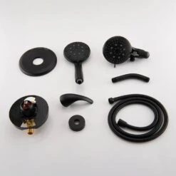 6-Spray Multifunction Deluxe Wall Bar Shower Kit With Hand Shower In Matte Black -Tahanbath matte black wall bar shower kits ms a3794 mb kxc 76 1000