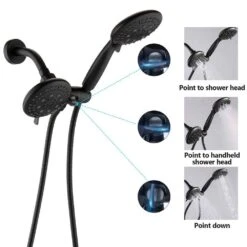 6-Spray Multifunction Deluxe Wall Bar Shower Kit With Hand Shower In Matte Black -Tahanbath matte black wall bar shower kits ms a3794 mb kxc fa 1000