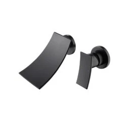 Sleek Waterfall Single Handle Wall Mounted Bathroom Sink Faucet In Matte Black