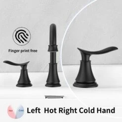 8 In. Widespread 2-Handle Bathroom Sink Faucet Bathroom Faucet With 360-Degree Swivel Spout Black -Tahanbath matte black widespread bathroom faucets x dr 3007b mb 31 1000