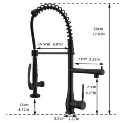 Double Handle Gooseneck Pull Down Sprayer Kitchen Faucet In Matte Black -Tahanbath mattr black pull down kitchen faucets q xy 292b 76 1000