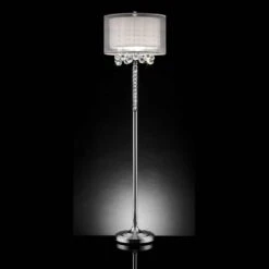 65 In. Silver Modern 1-Light Smart 1-Way (On/Off) Standard Floor Lamp For Living Room With Silk Drum Shade -Tahanbath multicolor tahanbath floor lamps ct xl 116226 4f 1000