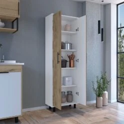 23.62 In. W X 11.81 In. D X 71.10 In. H White Particle Board Freestanding Linen Cabinet With 5 Shelves In White -Tahanbath multicolor tahanbath linen cabinets ct xl 123302 31 1000