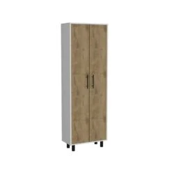 23.62 In. W X 11.81 In. D X 71.10 In. H White Particle Board Freestanding Linen Cabinet With 5 Shelves In White
