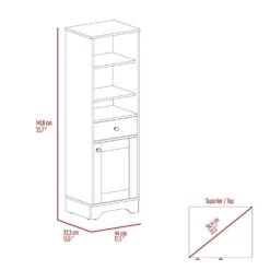 17.30 In. W X 13.80 In. D X 55.70 In. H Particle Board Freestanding Linen Cabinet With Drawer And 2 Shelves In White -Tahanbath multicolor tahanbath linen cabinets ct xl 133112 4f 1000