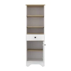 17.30 In. W X 13.80 In. D X 55.70 In. H Particle Board Freestanding Linen Cabinet With Drawer And 2 Shelves In White