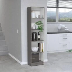 24.70 In. W X 11.70 In. D X 71.10 In. H Multi-Color Pine Wood Freestanding Linen Cabinet W/5-Shelves In Gray / White -Tahanbath multicolor tahanbath linen cabinets ct xl p167421 31 1000