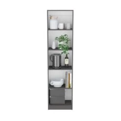 24.70 In. W X 11.70 In. D X 71.10 In. H Multi-Color Pine Wood Freestanding Linen Cabinet W/5-Shelves In Gray / White -Tahanbath multicolor tahanbath linen cabinets ct xl p167421 4f 1000