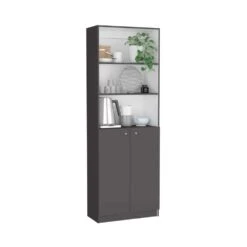 24.72 In. W X 11.77 In. D X 71.10 In. H Multi-Color Wood Freestanding Linen Cabinet W/Upper Shelves In Gray / White -Tahanbath multicolor tahanbath linen cabinets ct xl p167428 1f 1000