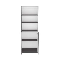24.72 In. W X 11.77 In. D X 71.10 In. H Multi-Color Wood Freestanding Linen Cabinet W/Upper Shelves In Gray / White
