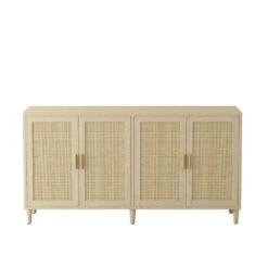 70in.Rattan Buffet Cabinet: 4-Doors, Adjustable Shelves (Easy Assembly) In Natural -Tahanbath natural tahanbath pantry organizers z w757127559 31 1000